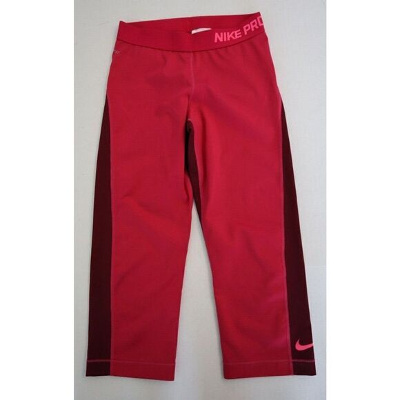 Nike Pro 589366 691 Women Sz S Fuchsia 2-Tone Dri-Fit Training Capri Tights $60 - Picture 1 of 6